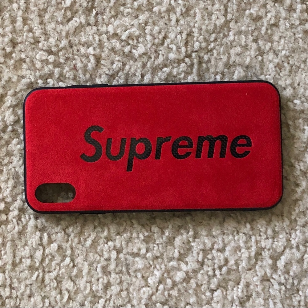Supreme logo Alcantara Suede iPhone XR case.